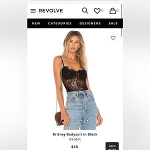 BARDOT Britney Bodysuit in Black - XS/US 4